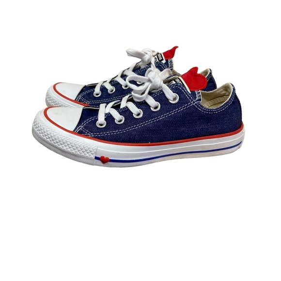 Converse Chuck Taylor All Star Denim Love Low Top Sneaker Red Heart - Picture 8 of 13